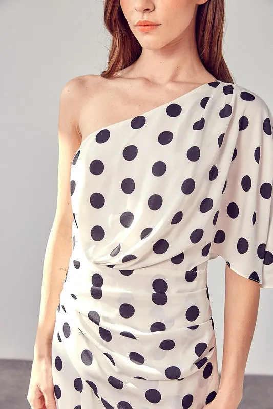 LEFT OF THE TEA ROOM ONE SHOULDER WRAP DRESS