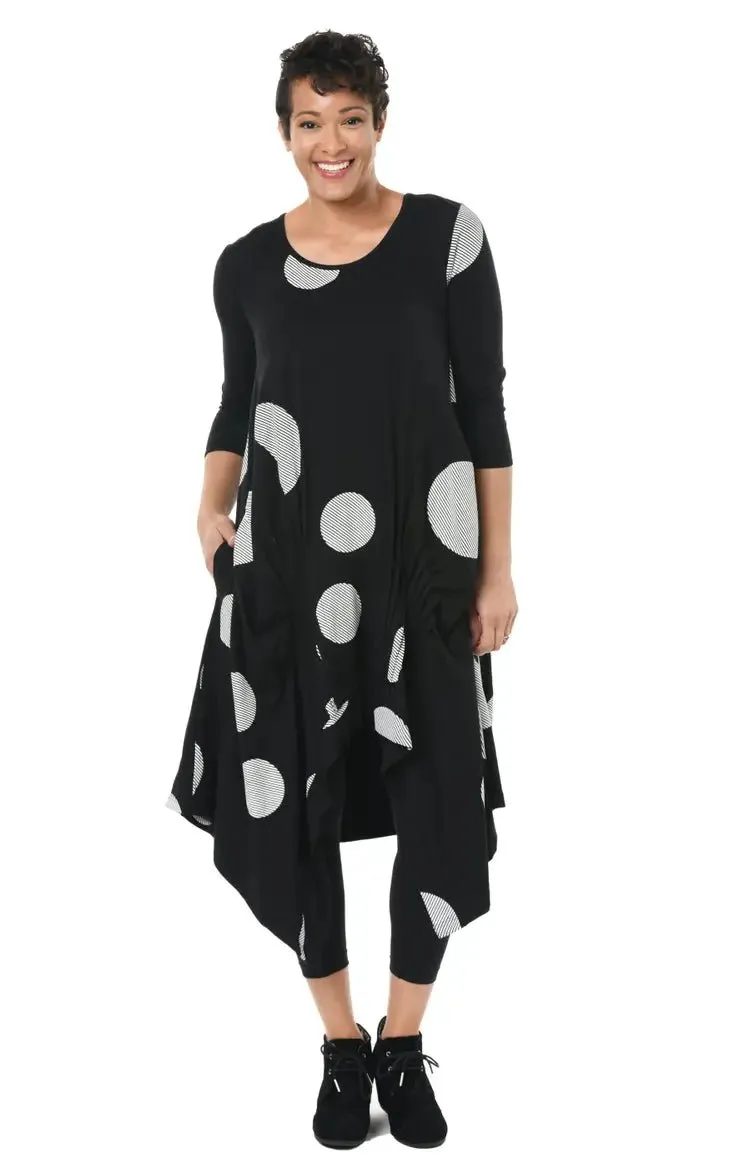 Lexi Dress in Black Striped Circles by Tulip