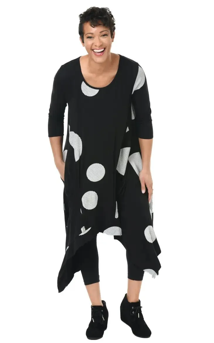 Lexi Dress in Black Striped Circles by Tulip