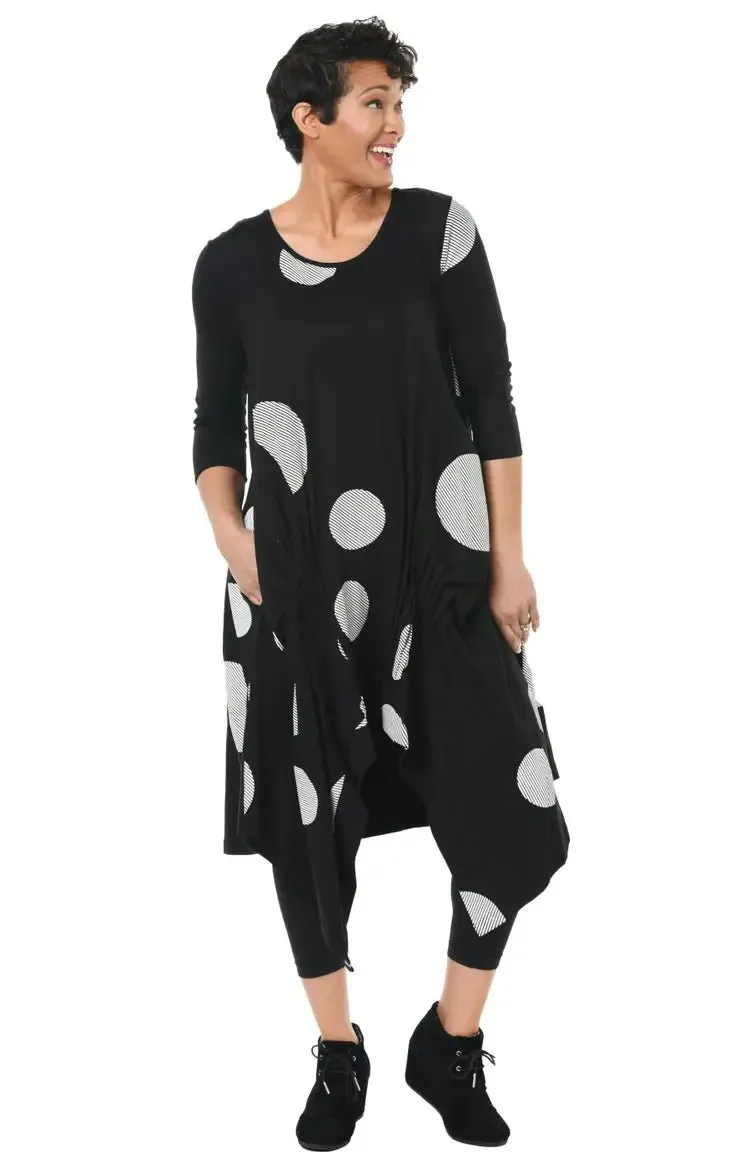 Lexi Dress in Black Striped Circles by Tulip