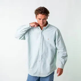 Light Green 90s Polo Ralph Lauren Yarmouth Longsleeve Casual Shirt (XL)