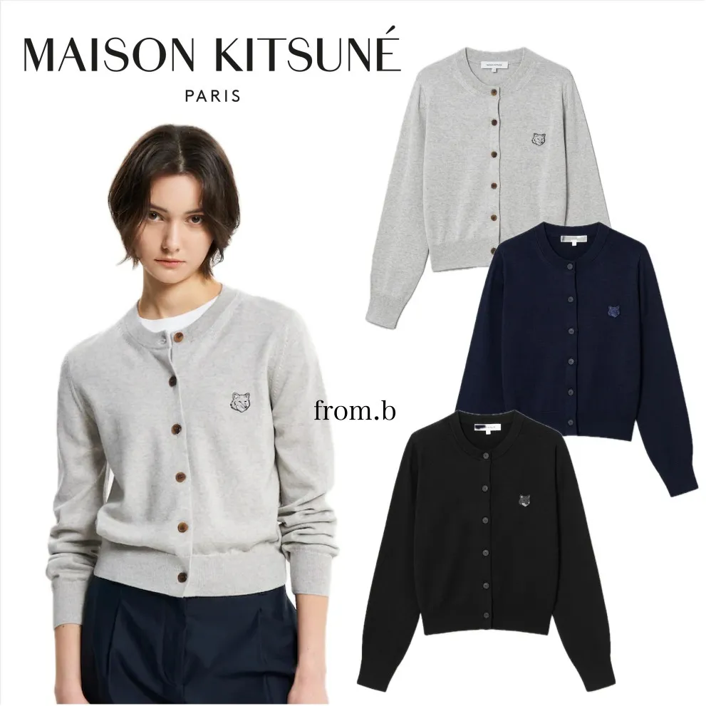 MAISON KITSUNE  |Casual Style Wool Rib Street Style Long Sleeves Plain