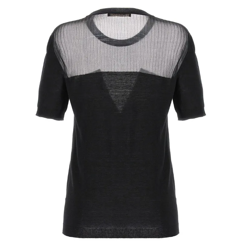 Max Mara Studio  |Crew Neck Casual Style Wool Plain Short Sleeves Party Style