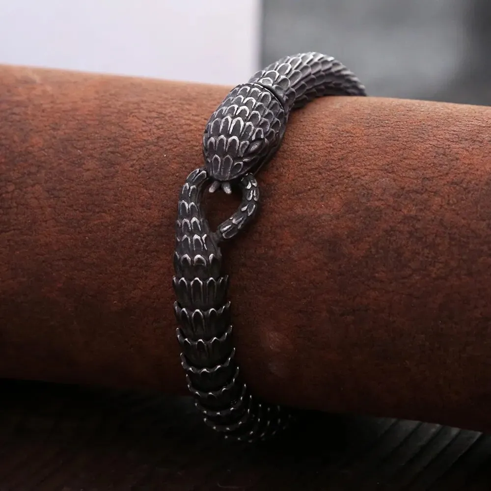 Men and Women Vintage Punk Gothic Stainless Steel Snake Bracelet