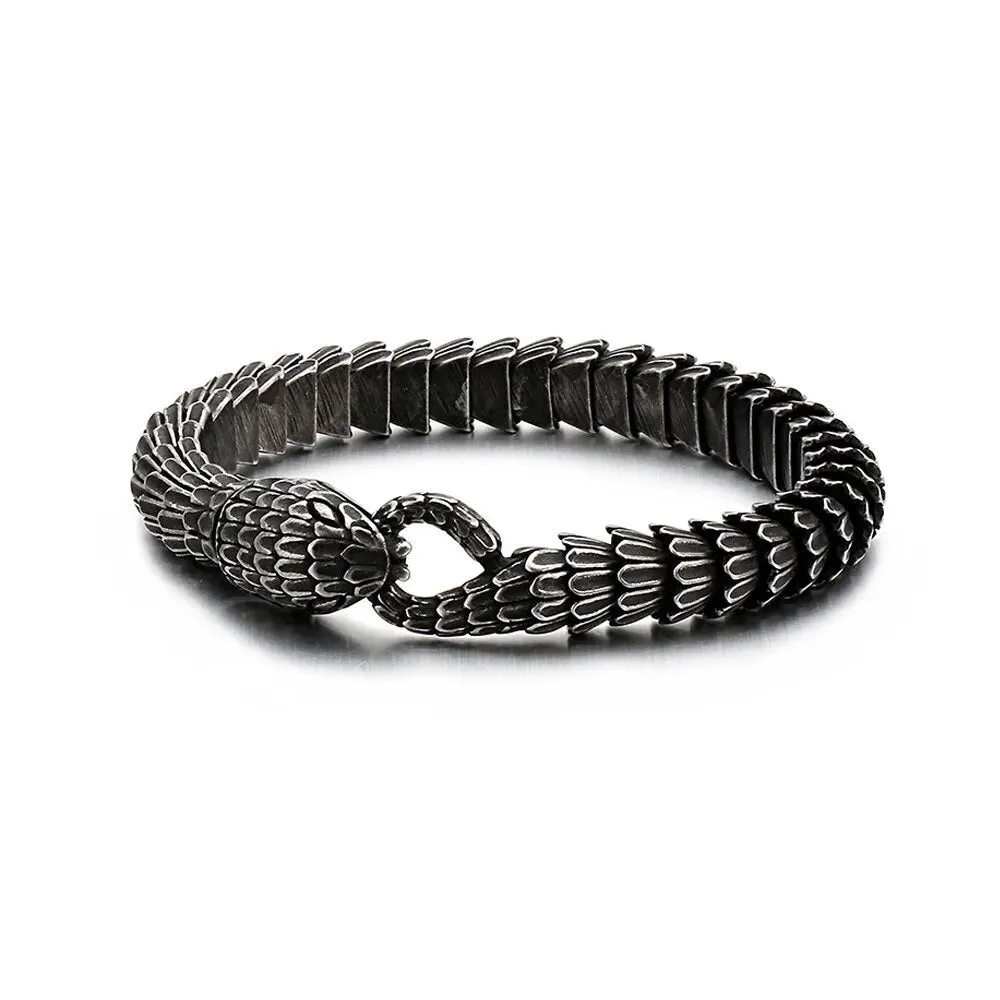 Men and Women Vintage Punk Gothic Stainless Steel Snake Bracelet