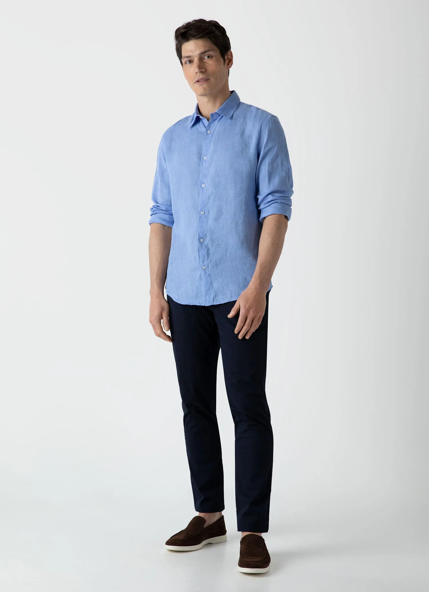 Men's Linen Shirt in Cool Blue