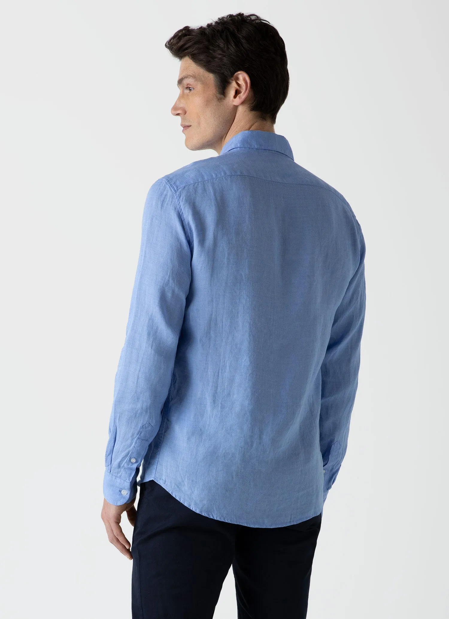 Men's Linen Shirt in Cool Blue