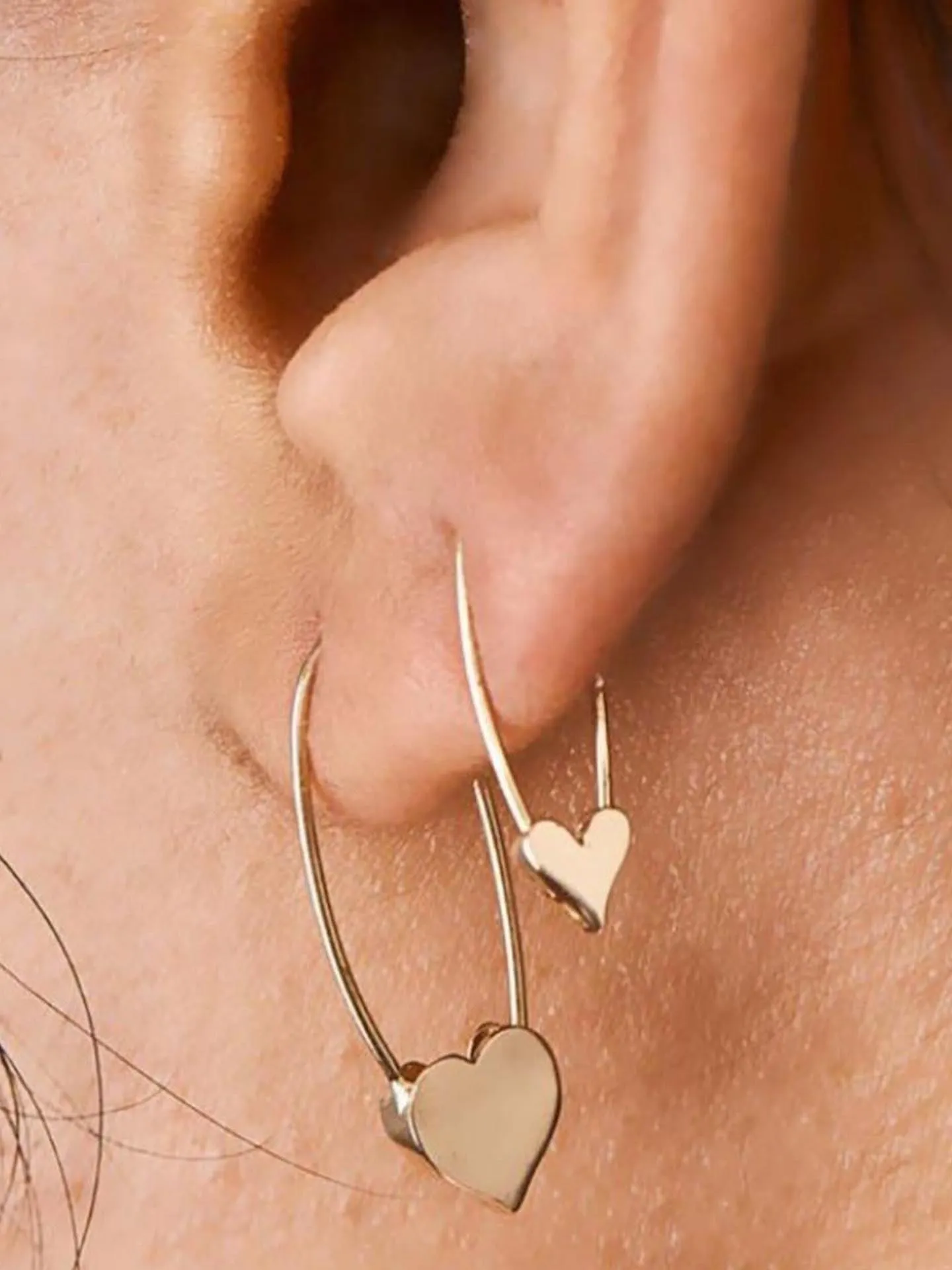 Mini Heart Safety Pin Earring