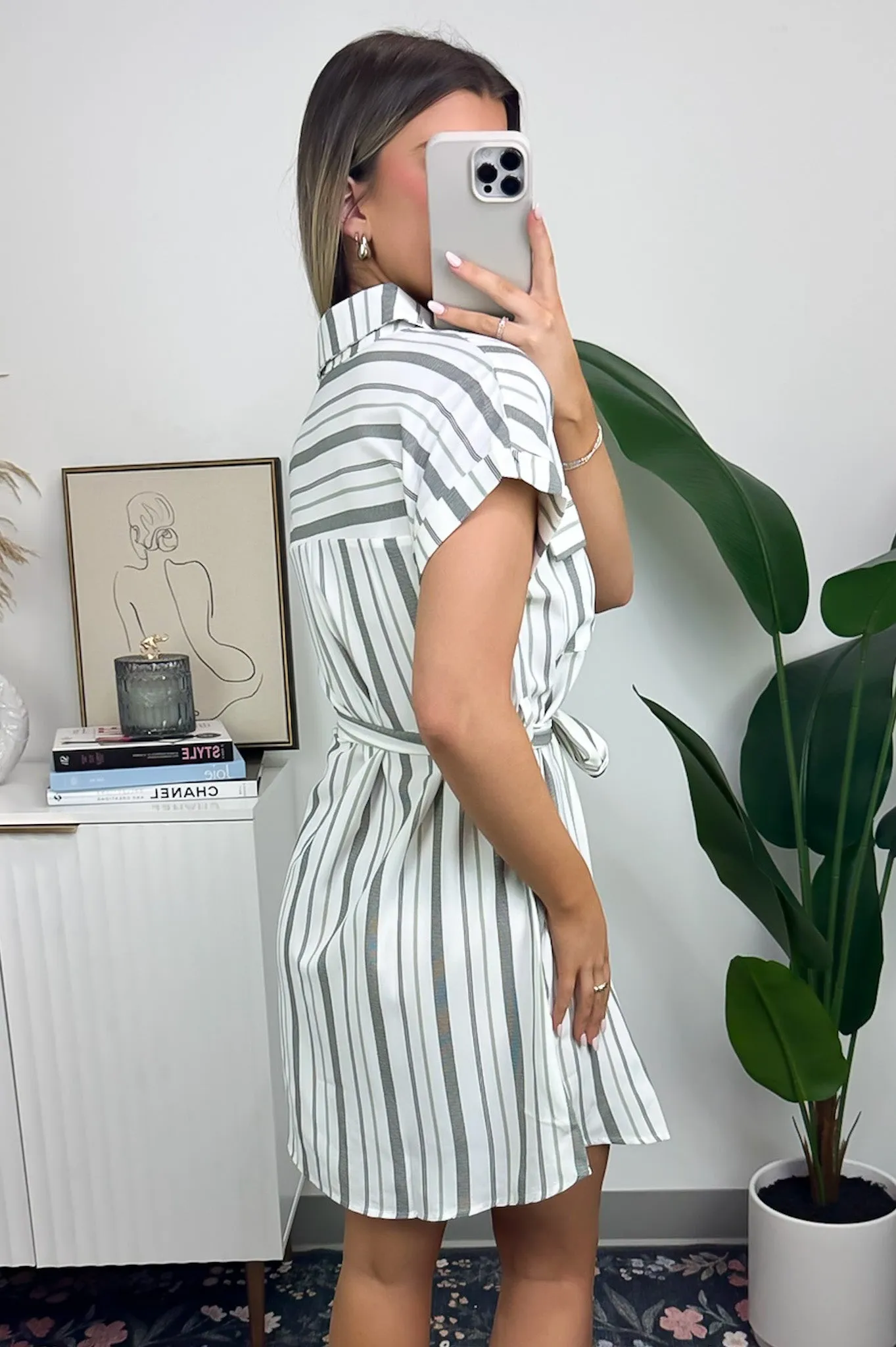 Mishelle Striped Belted Shirt Dress