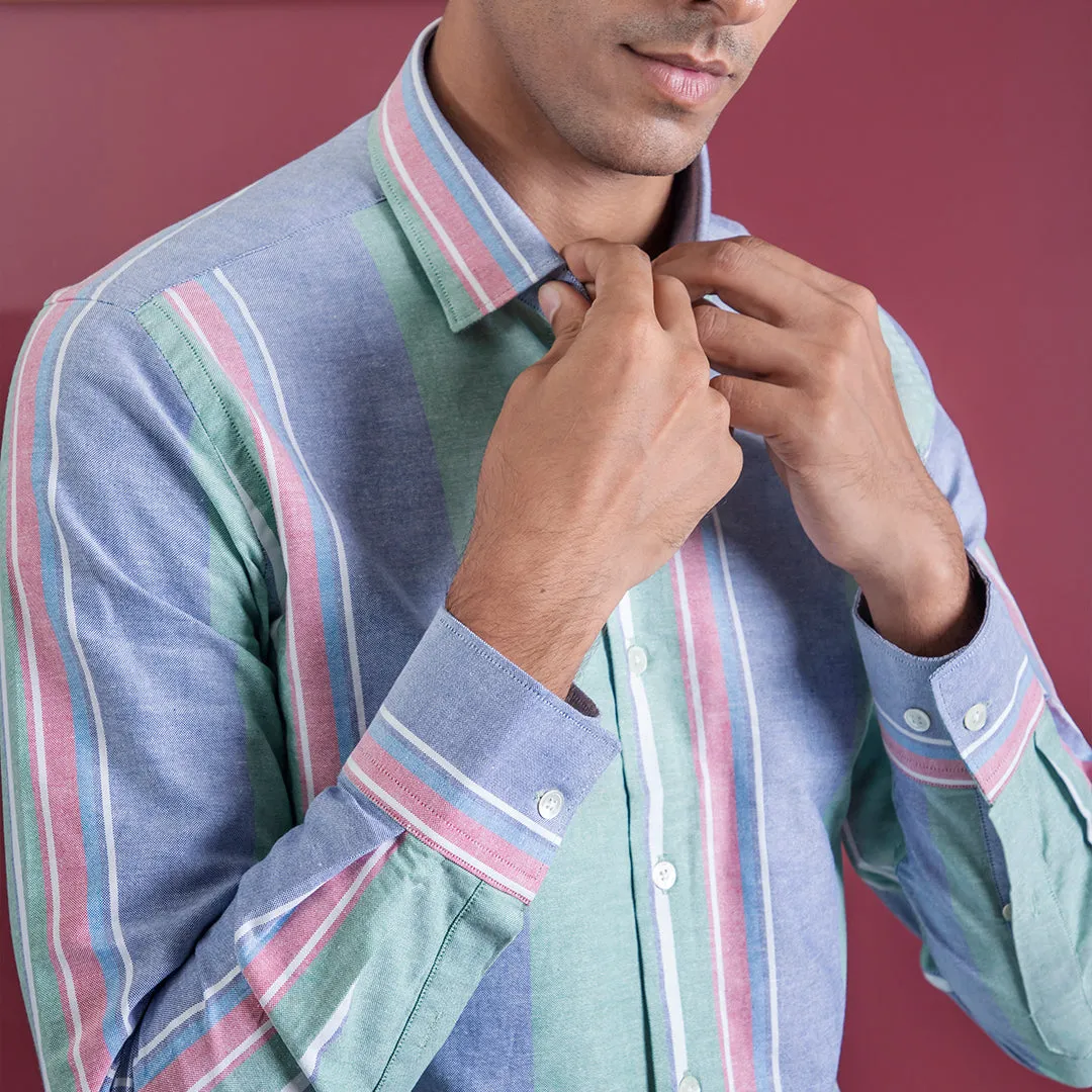 Multitrack Stripes Oxford Cotton Casual Shirt