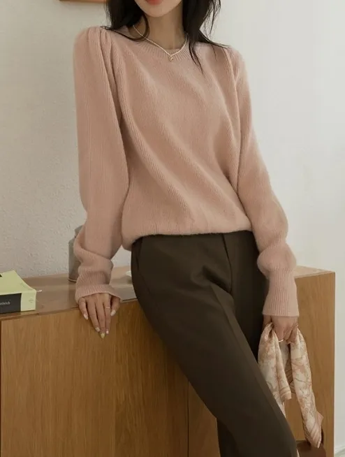 ODE  |Casual Style Street Style Boat Neck Long Sleeves Plain