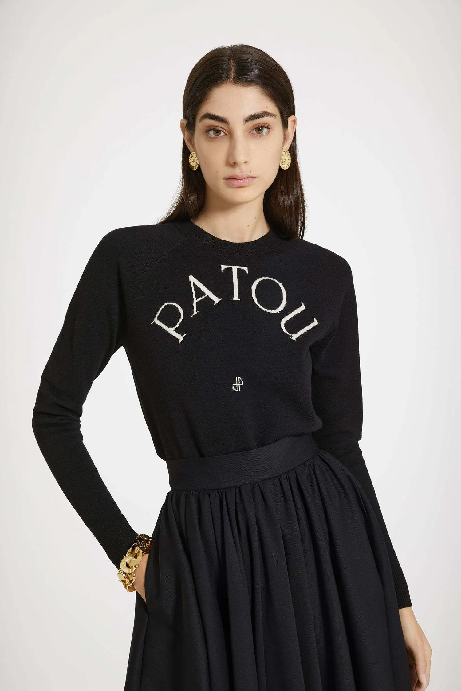 PATOU  |Crew Neck Casual Style Wool Long Sleeves Plain Party Style