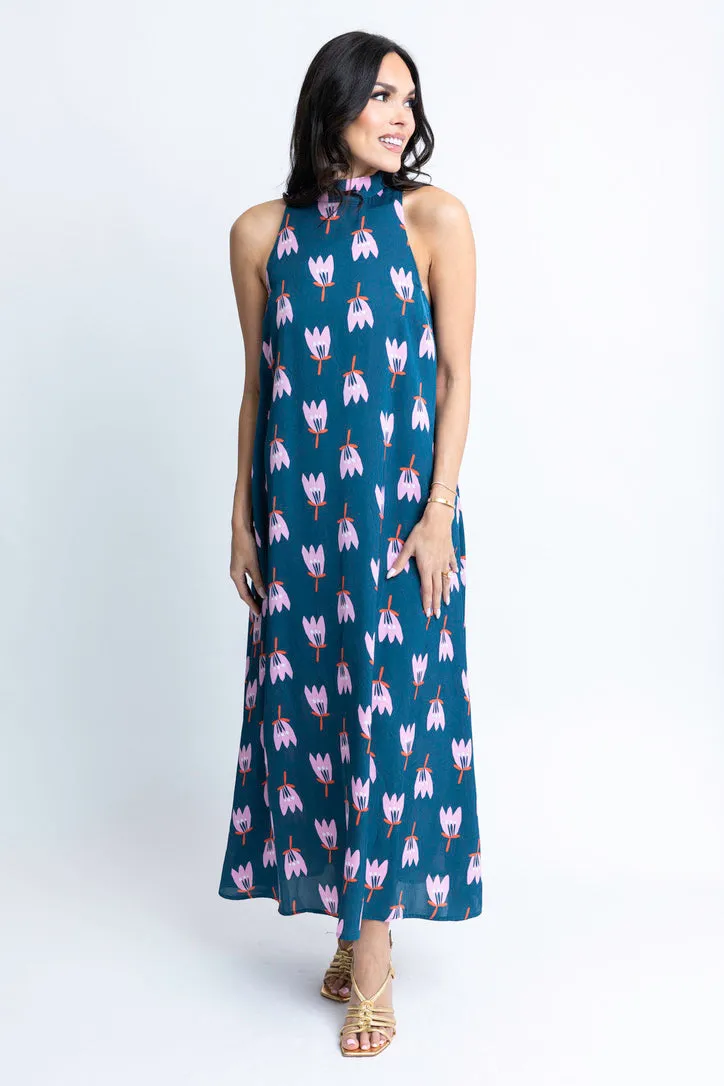 Poppy Satin Halter Maxi Dress