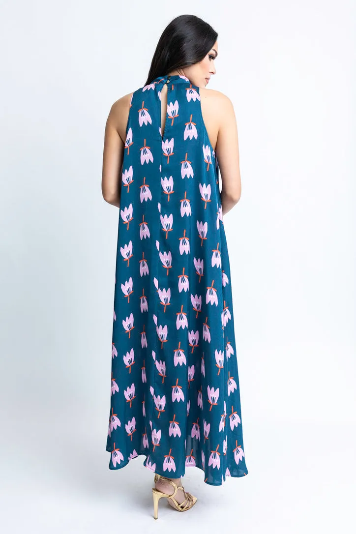 Poppy Satin Halter Maxi Dress