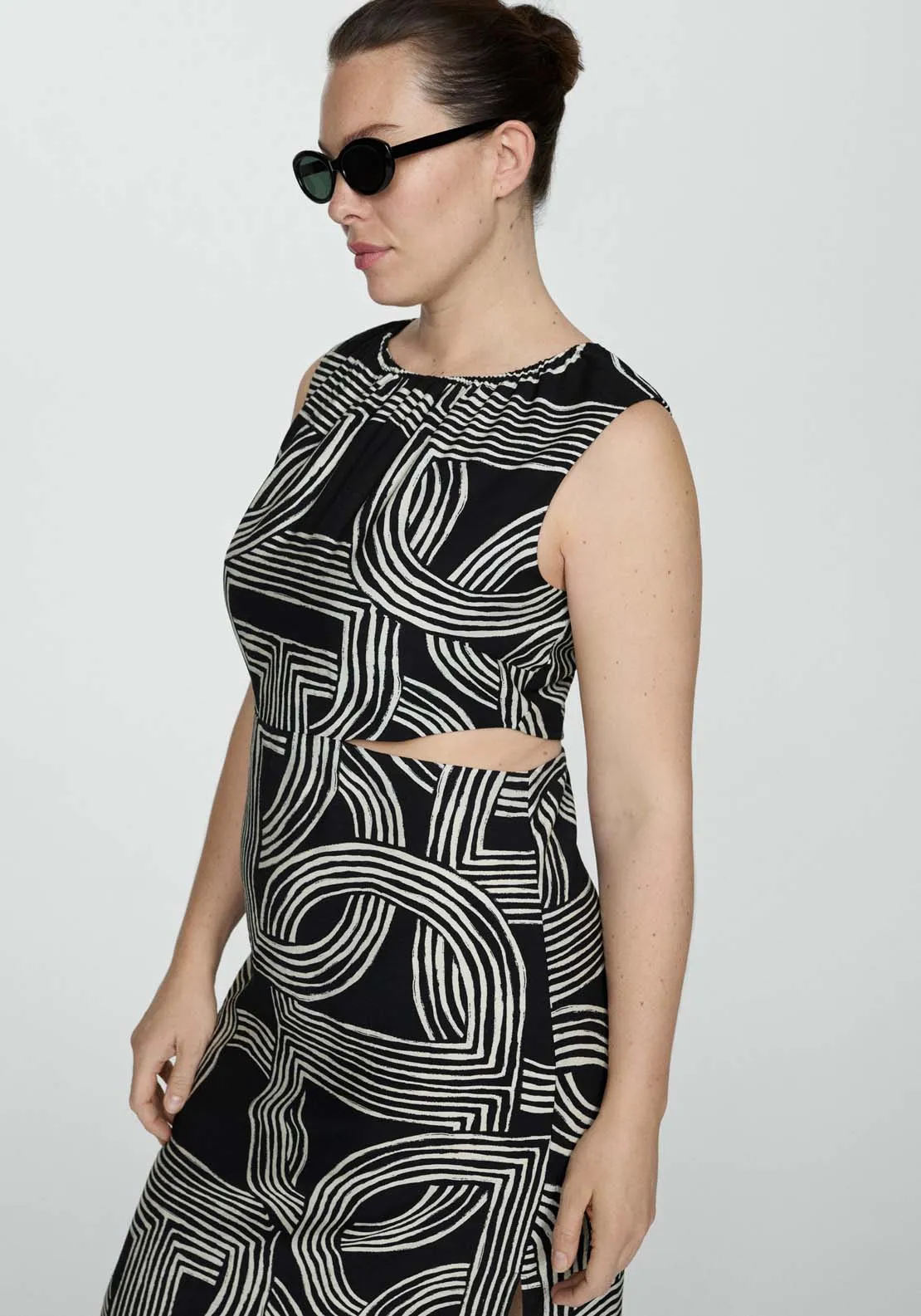 Printed dress with openings