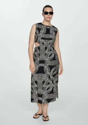 Printed dress with openings