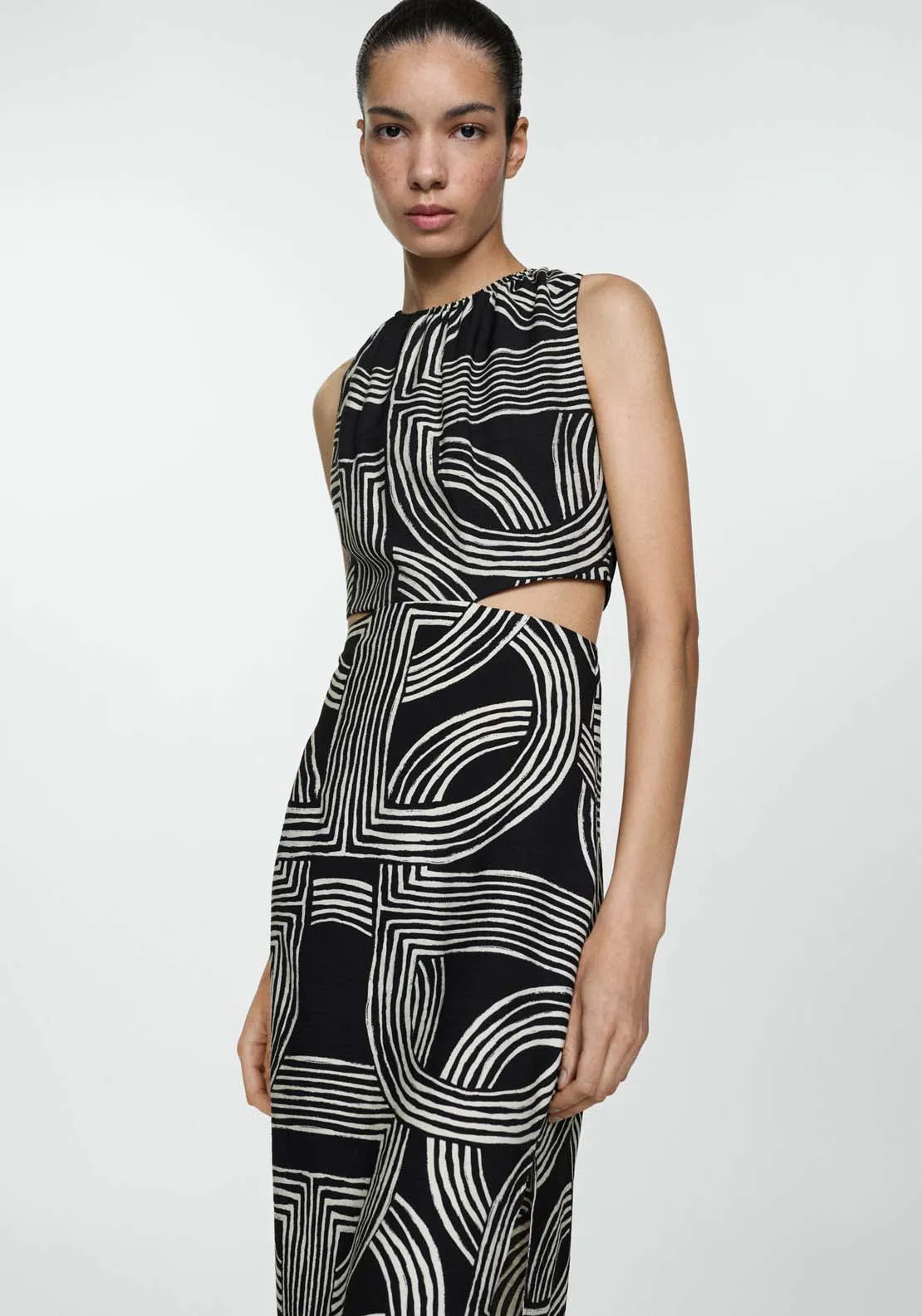 Printed dress with openings