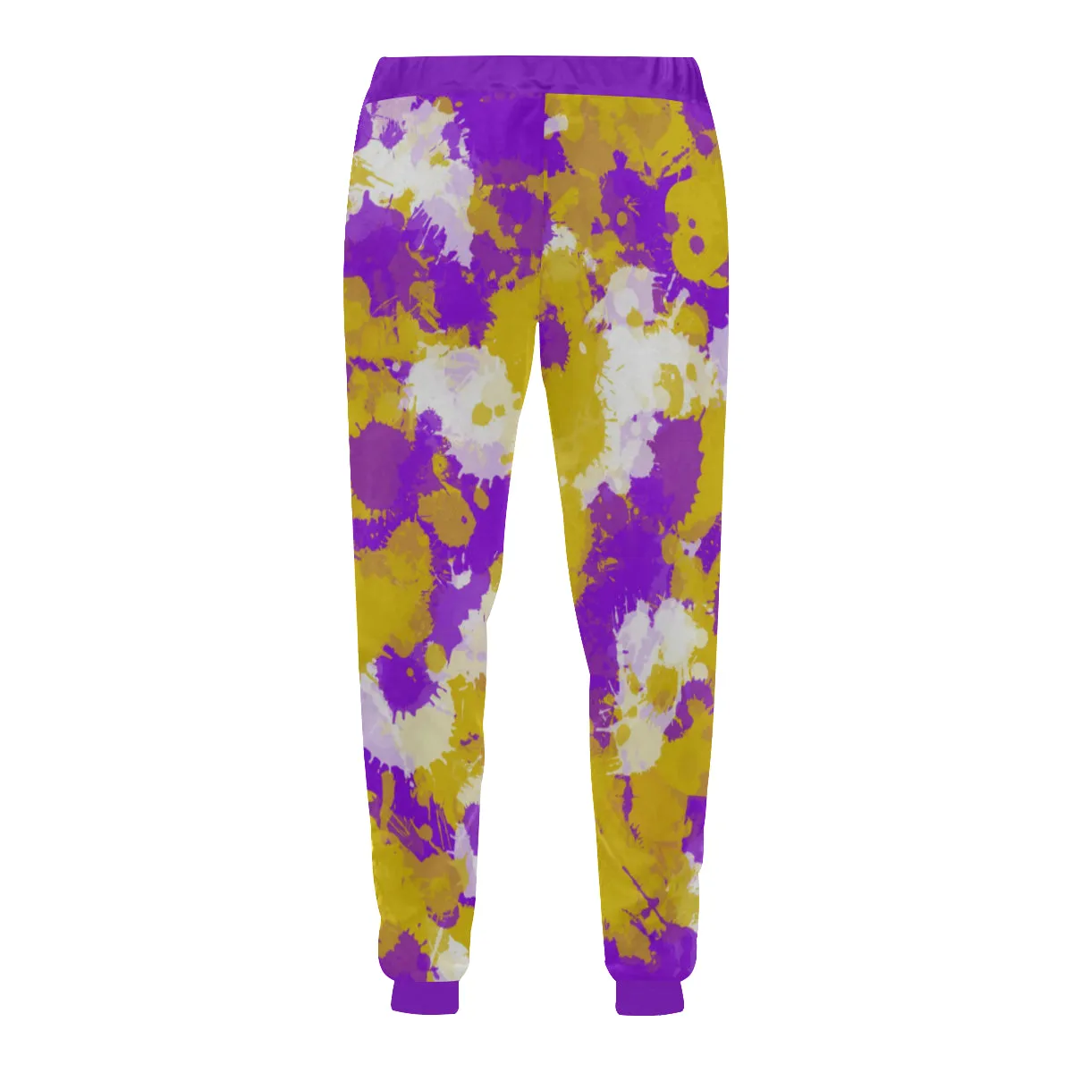 Purple Gold and White Paint Splatter Men's Big & Tall All Over Print Jogger Sweatpants