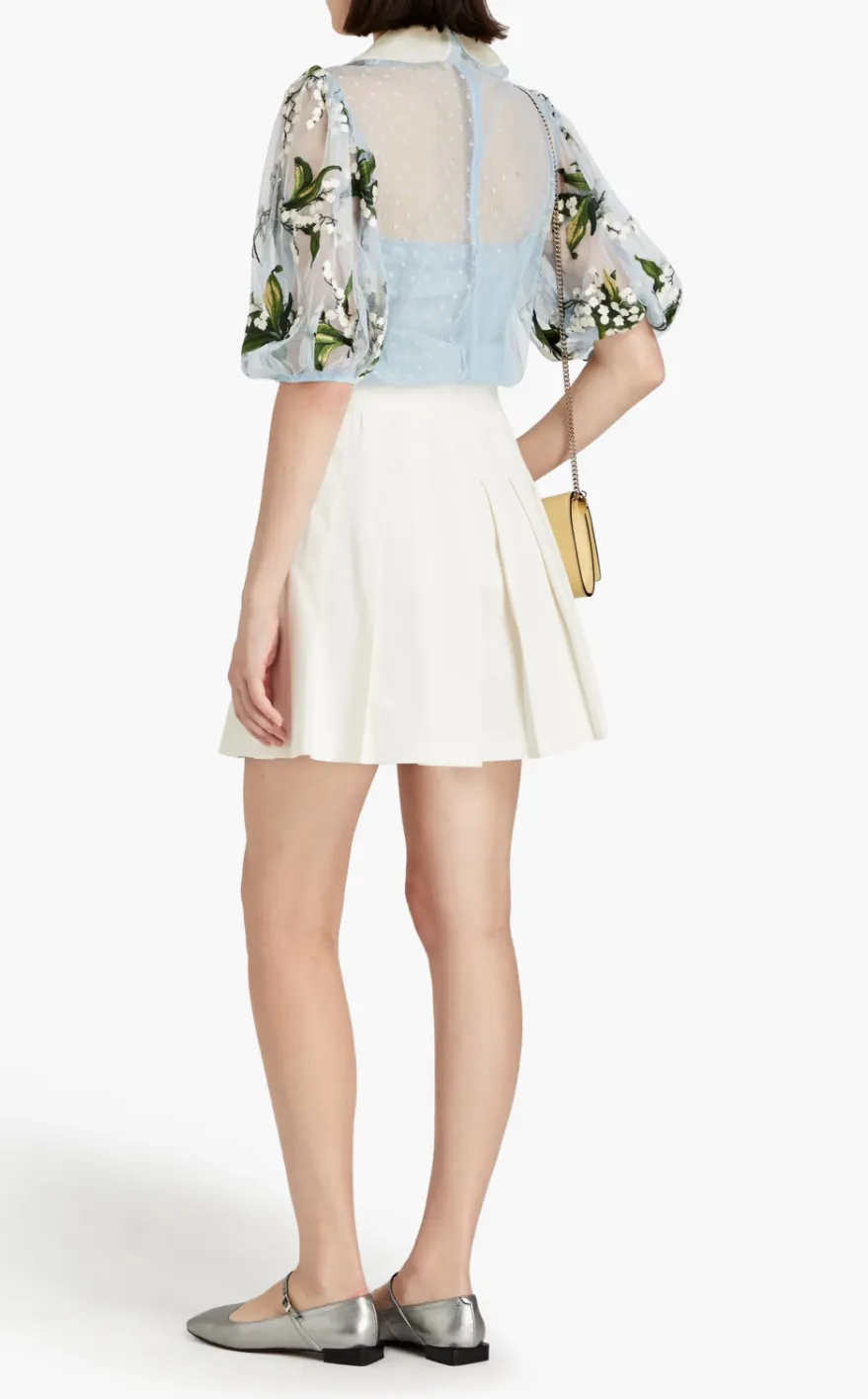 RED VALENTINO  |Flower Patterns Dots Casual Style Short Sleeves Office Style