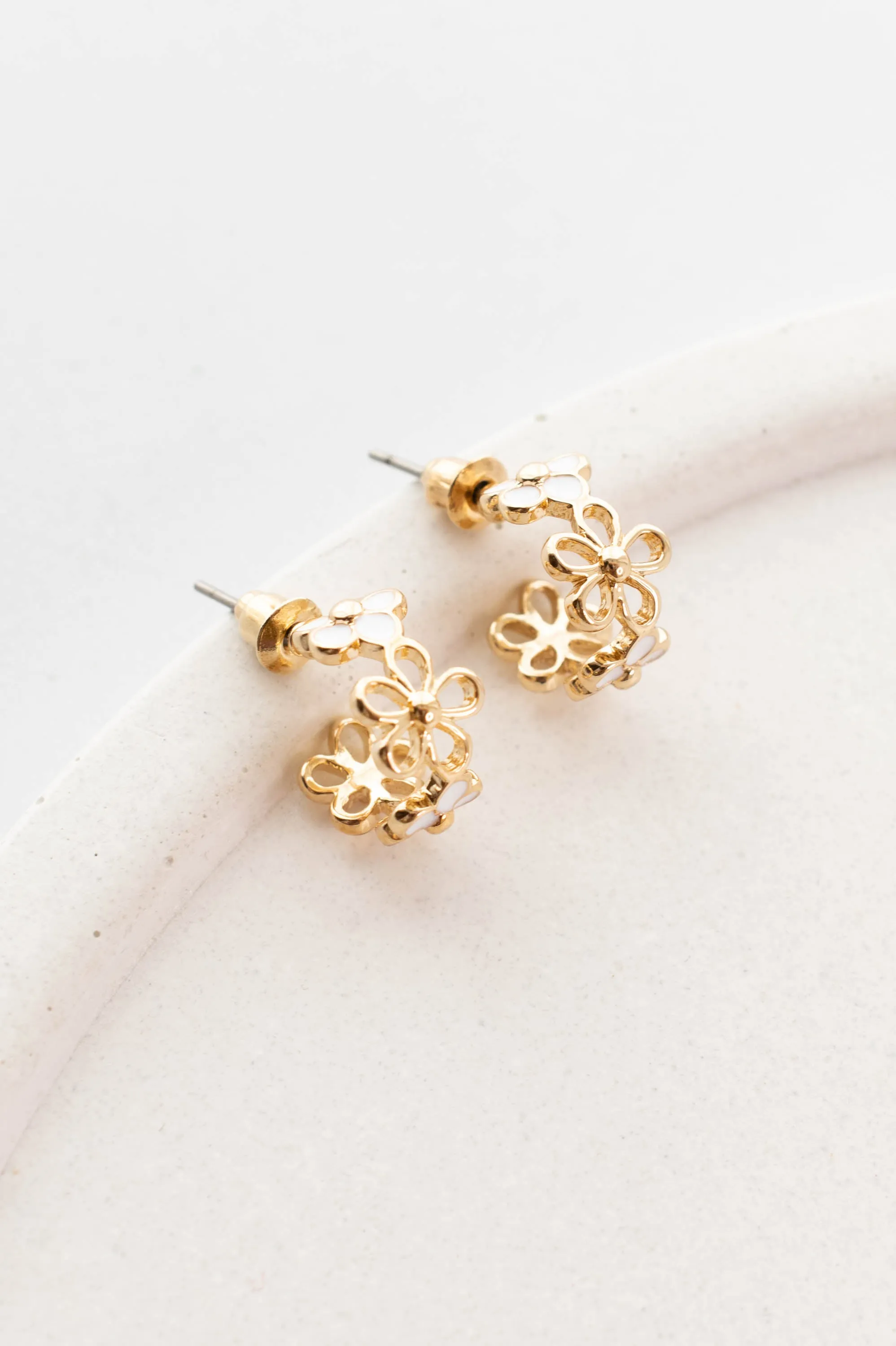 Rise And Sparkle Earrings, Gold/White