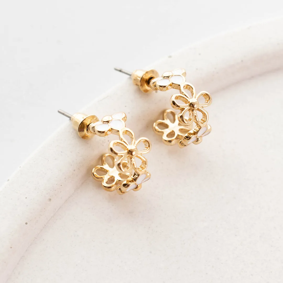 Rise And Sparkle Earrings, Gold/White