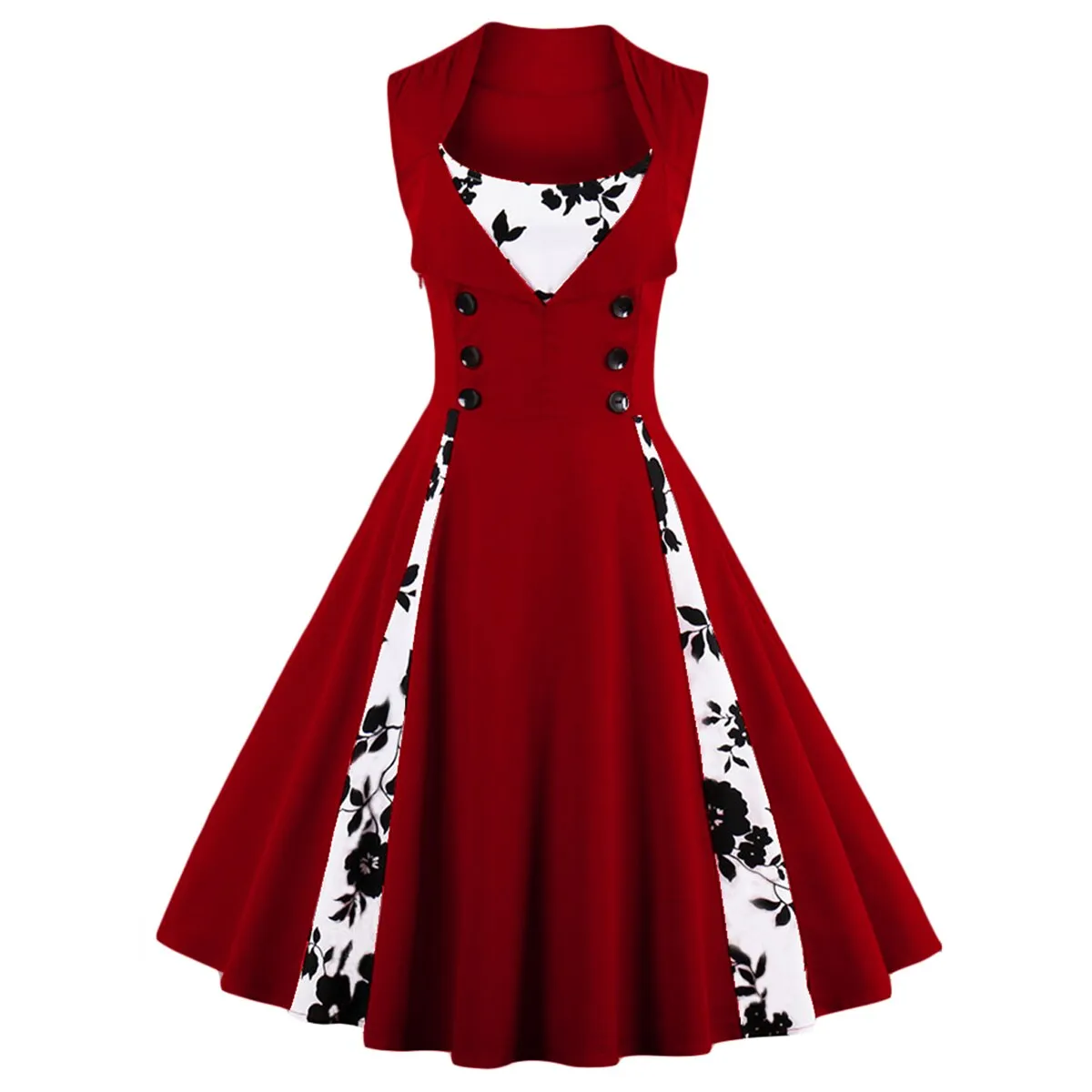 Robe Vintage 50s 60s Retro Cotton Patchwork Pin Up Swing Party Polka Dot Women Casual Dresses