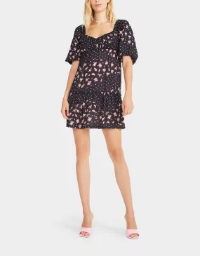 ROSY DOTS MINI DRESS BLACK | RE:LUV