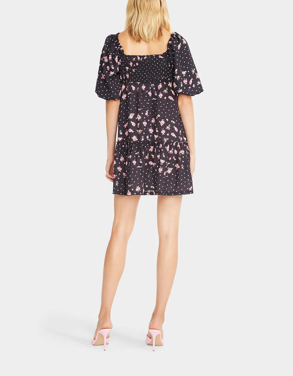 ROSY DOTS MINI DRESS BLACK | RE:LUV