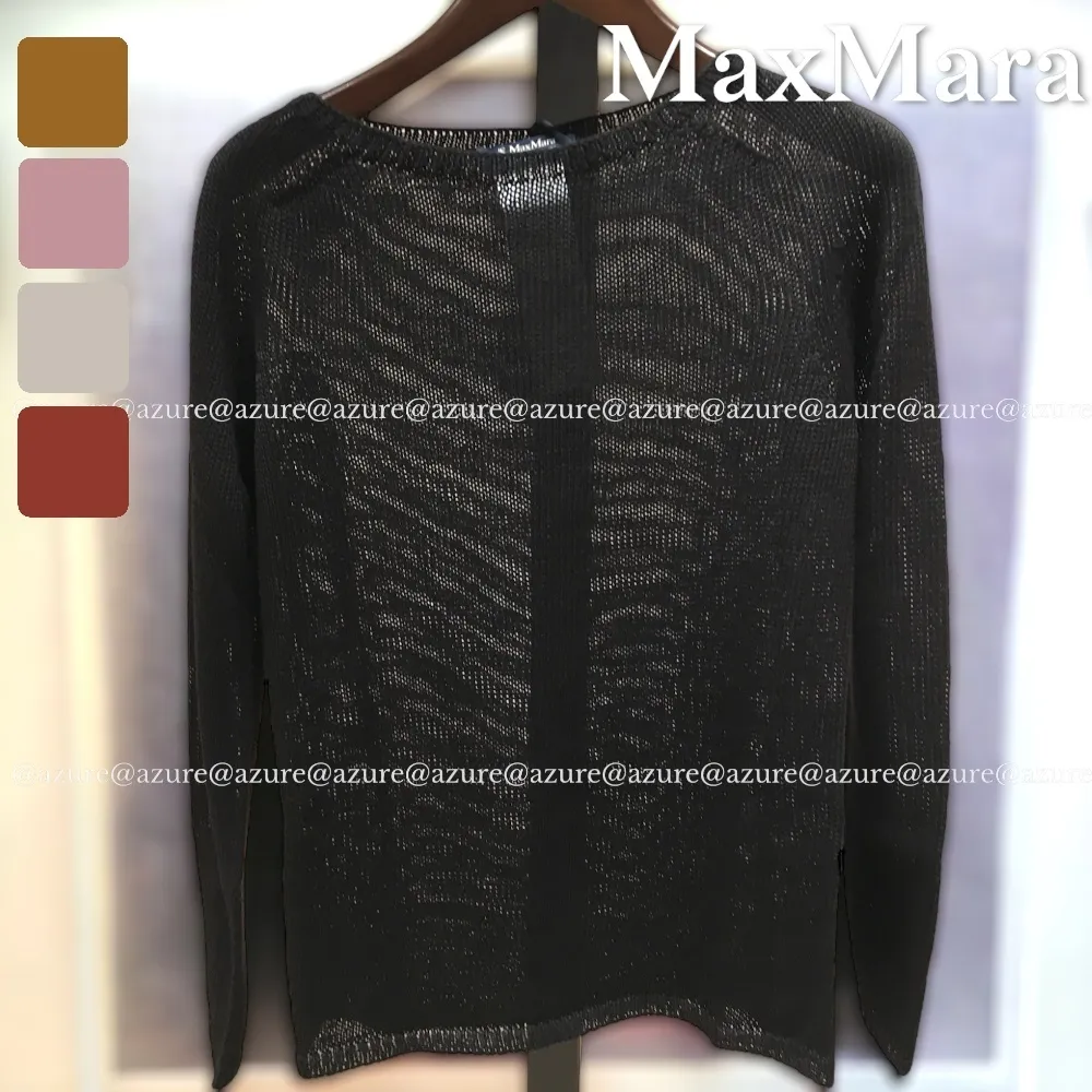 S Max Mara  |Crew Neck Casual Style Linen Long Sleeves Plain Party Style