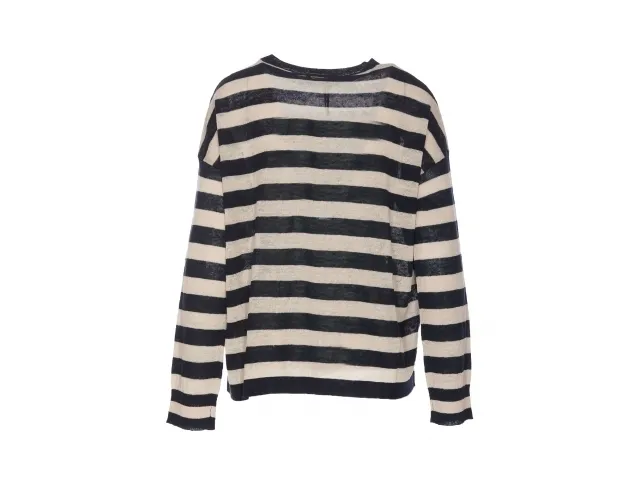 S Max Mara  |Crew Neck Stripes Casual Style Street Style Long Sleeves