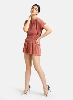 Set Of Pleated Top And Shorts.