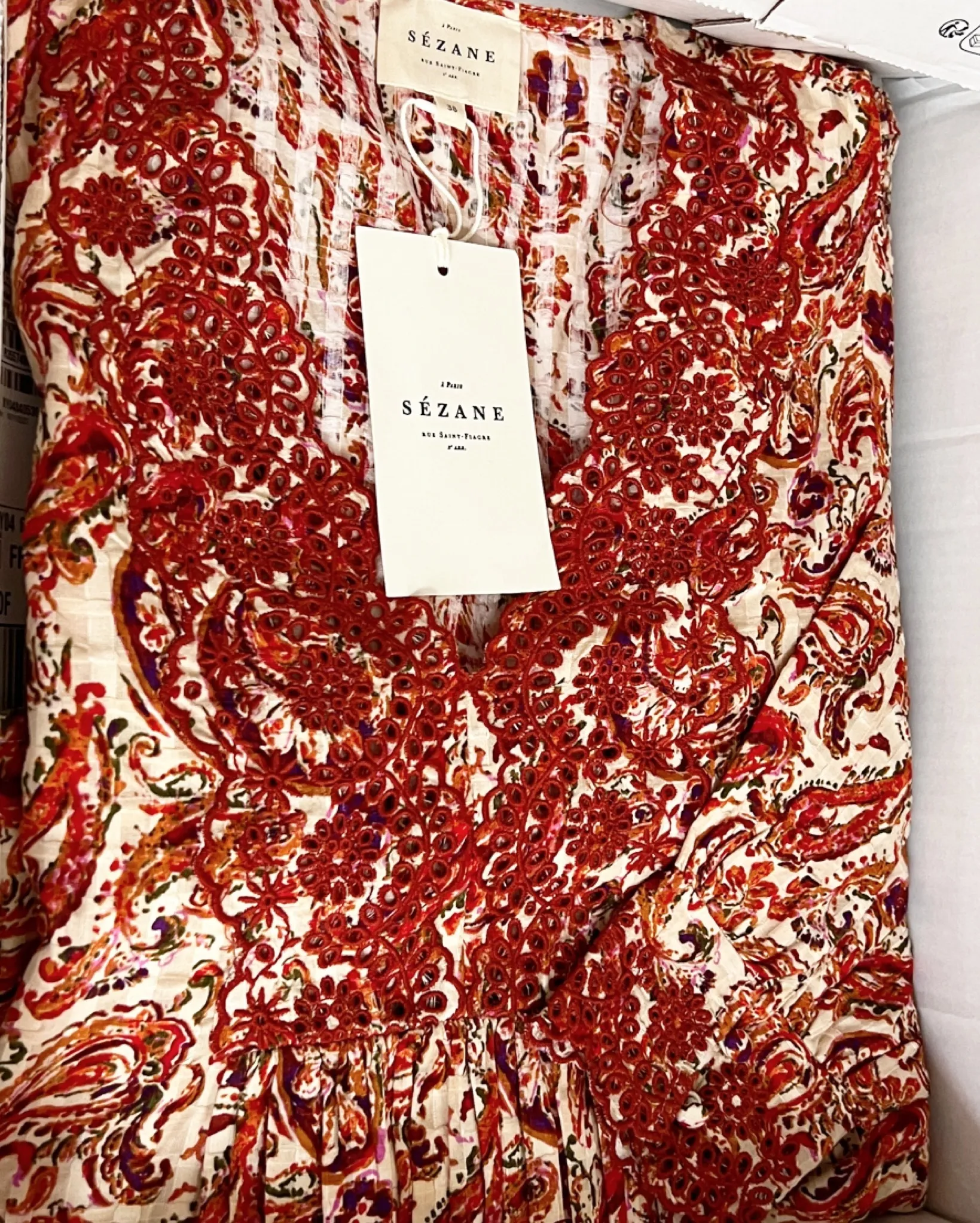 SEZANE  |Flower Patterns Paisley Casual Style Long Sleeves Cotton