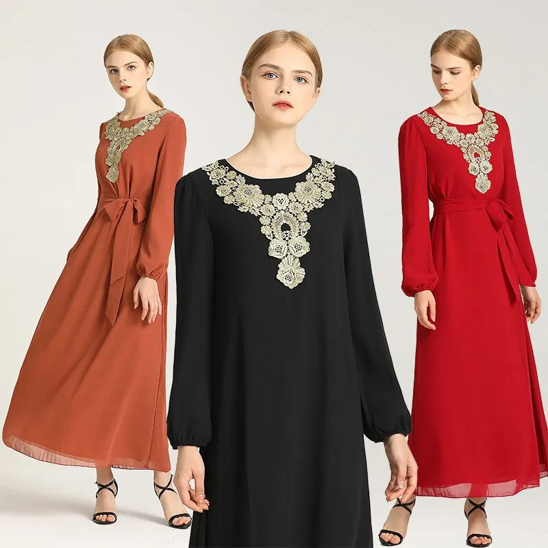 Simple Style Ramadan Robes Muslim Fashion Thin Long Dress