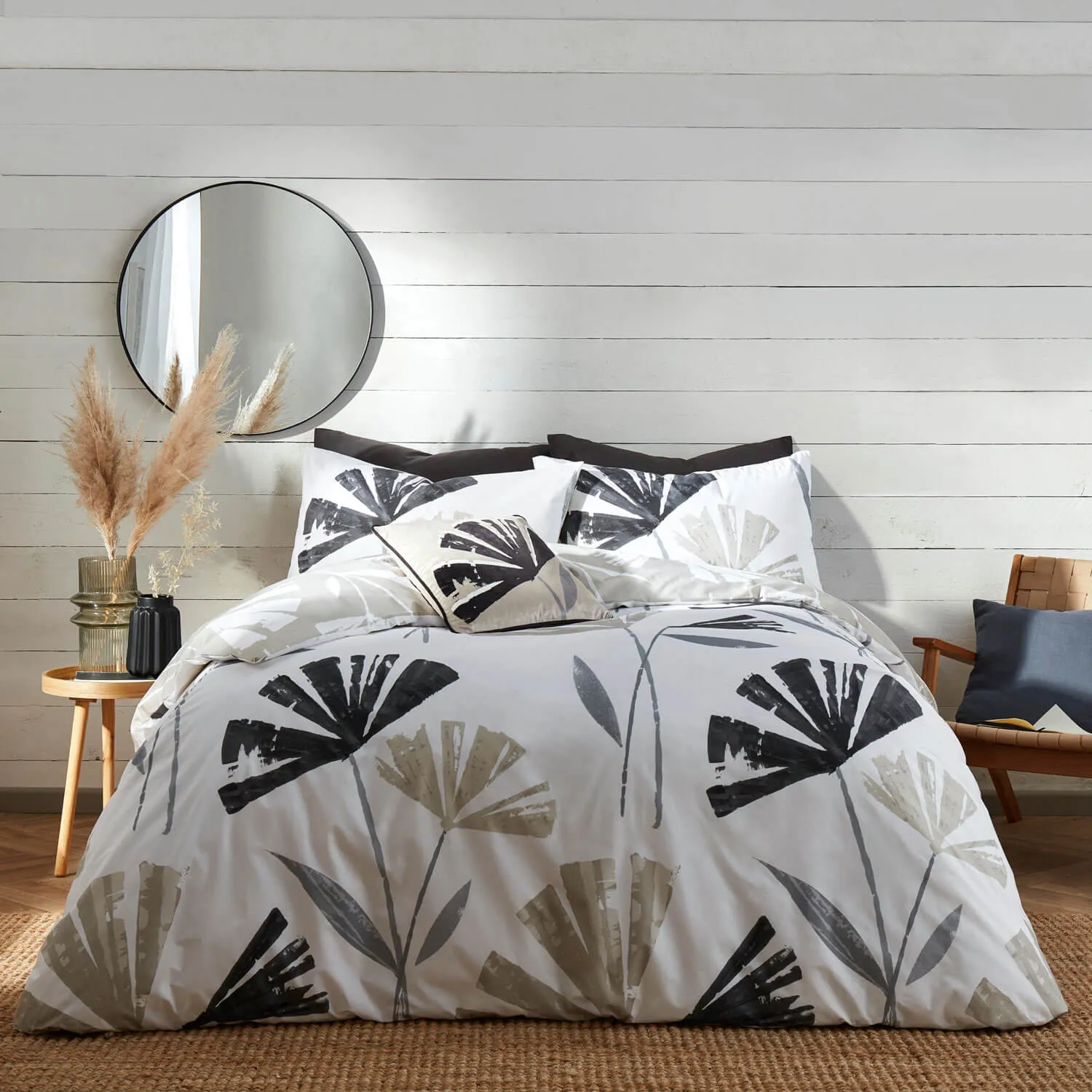 Skandi Duvet Cover Set - Black / Natural