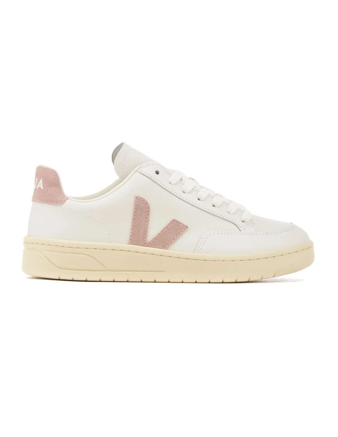 Sneakers Veja donna XD02034 V12 Leather bianca e rosa babe