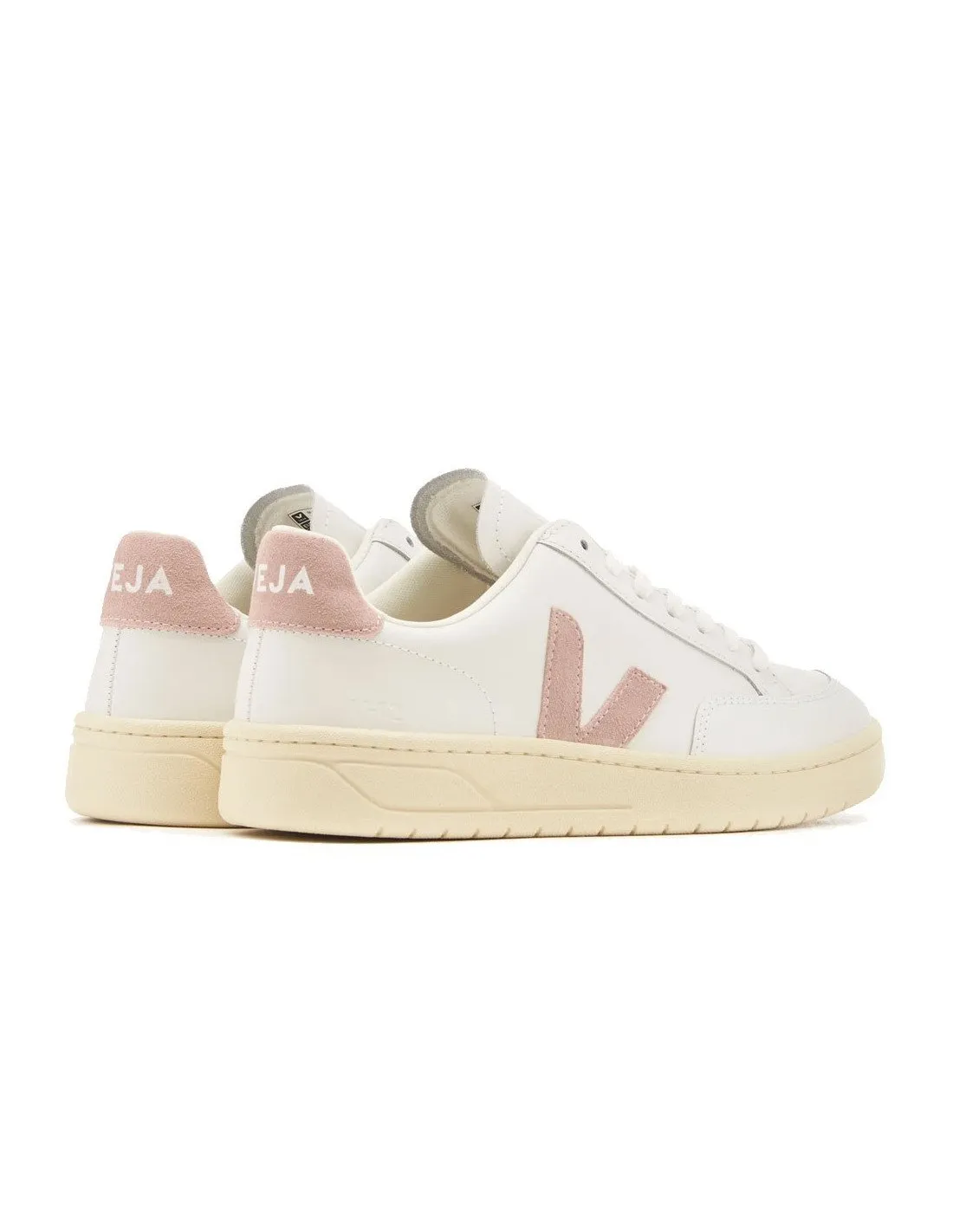 Sneakers Veja donna XD02034 V12 Leather bianca e rosa babe