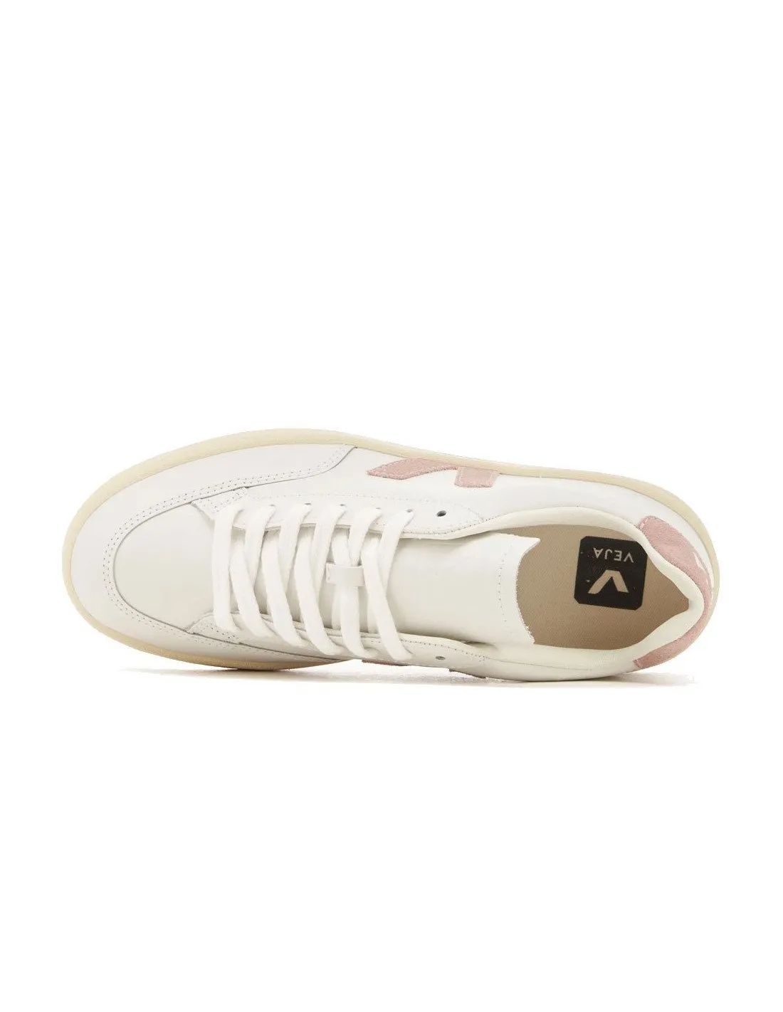 Sneakers Veja donna XD02034 V12 Leather bianca e rosa babe