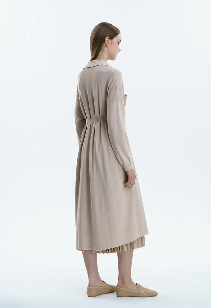 Solid Shirt Jersey Dress With Belt