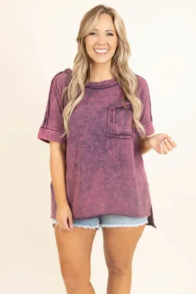 Taking A Dip Top, Magenta Mineral Wash