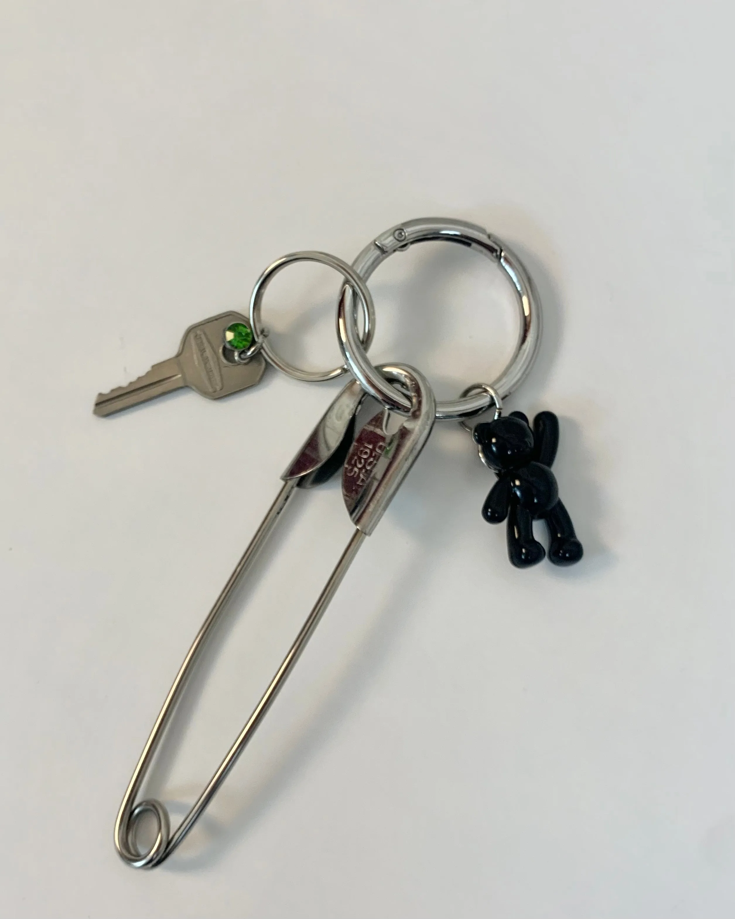 Teddy safety pin keychain