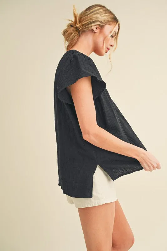 Thia Embroidered Short Sleeve Top