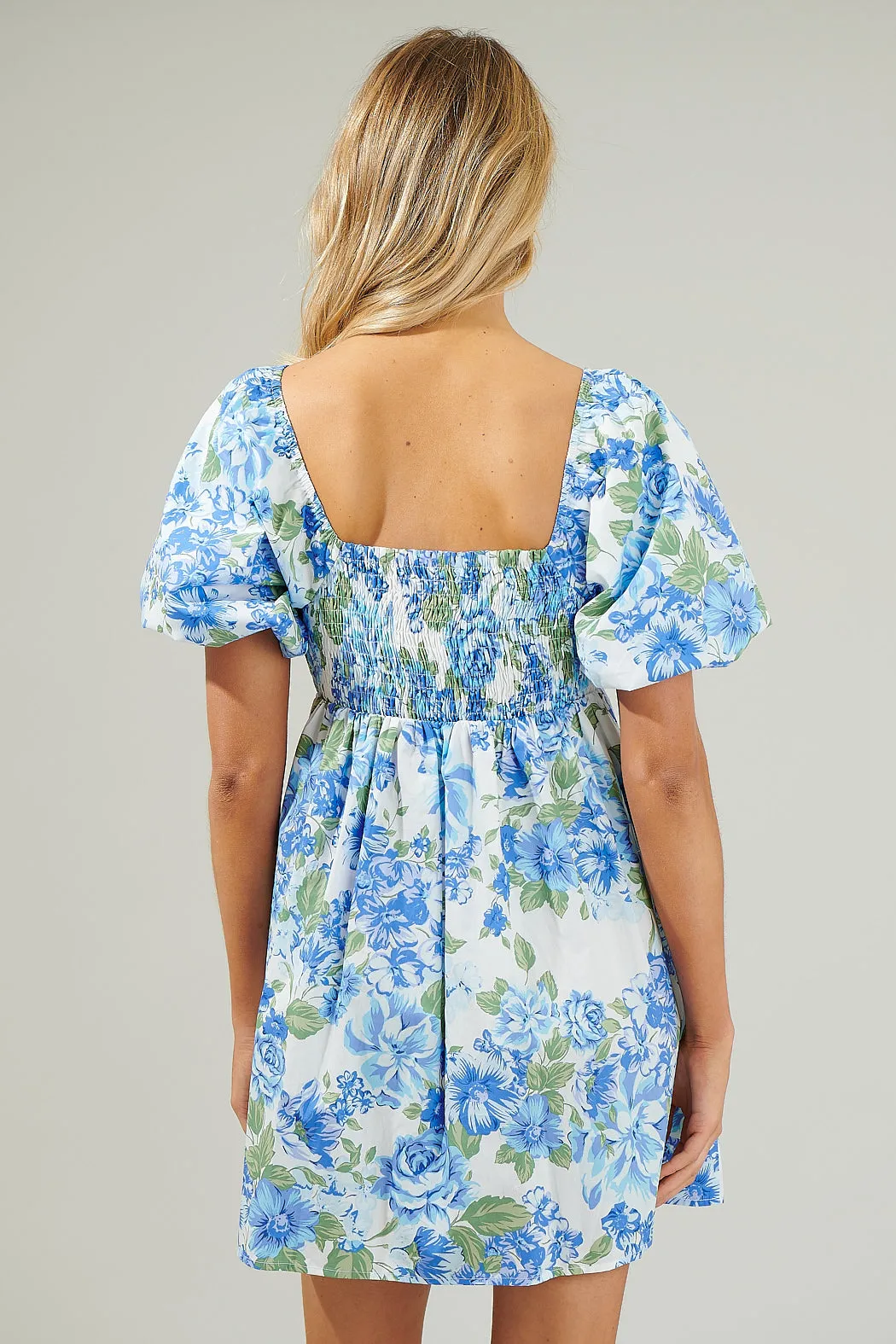 Truth Be Told Blue Floral Pleated Mini Dress