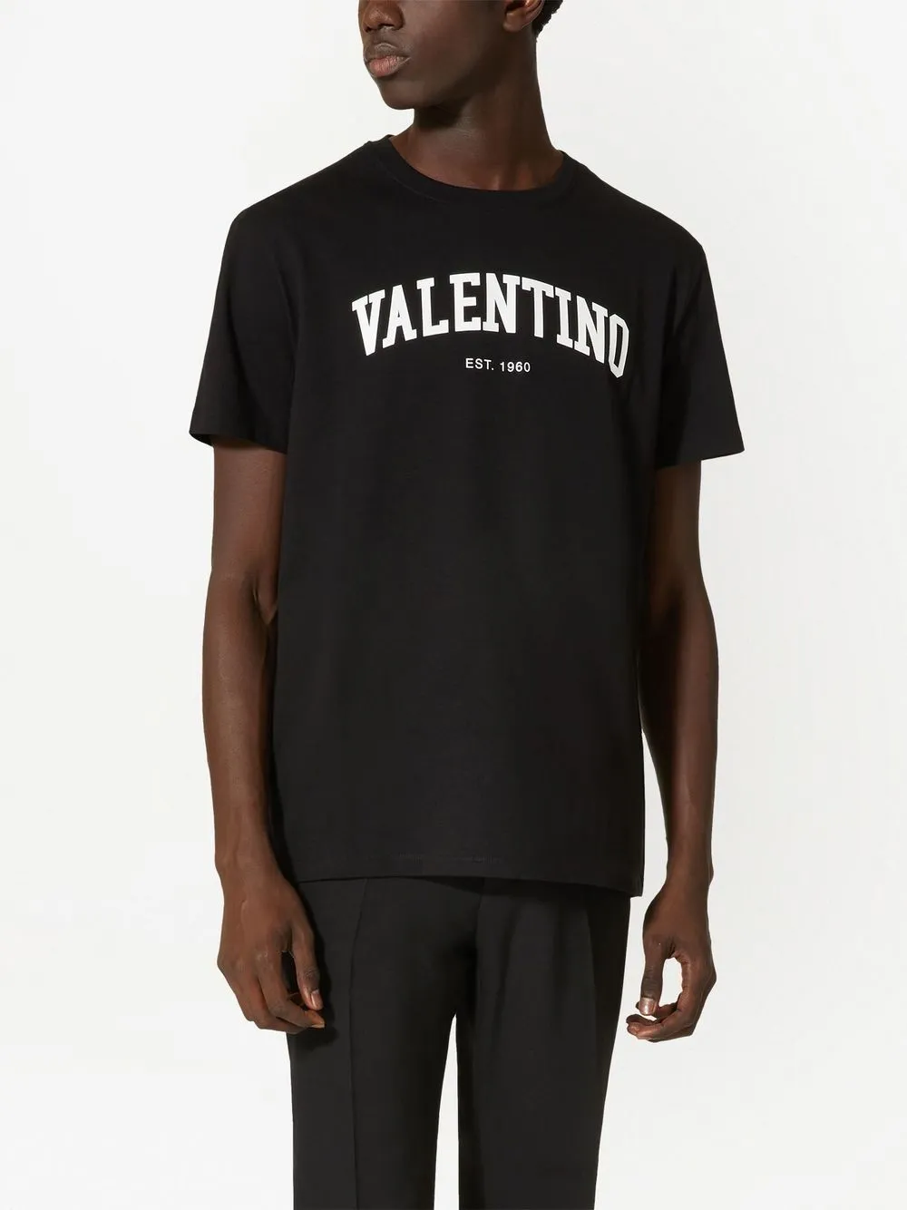 VALENTINO  |Crew Neck Plain Cotton Short Sleeves Logo Luxury