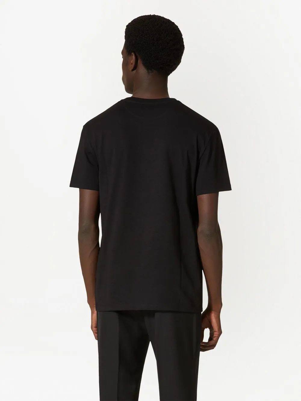 VALENTINO  |Crew Neck Plain Cotton Short Sleeves Logo Luxury