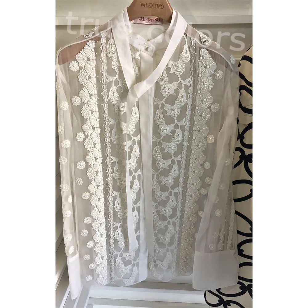 VALENTINO  |Flower Patterns Casual Style Long Sleeves Plain Party Style