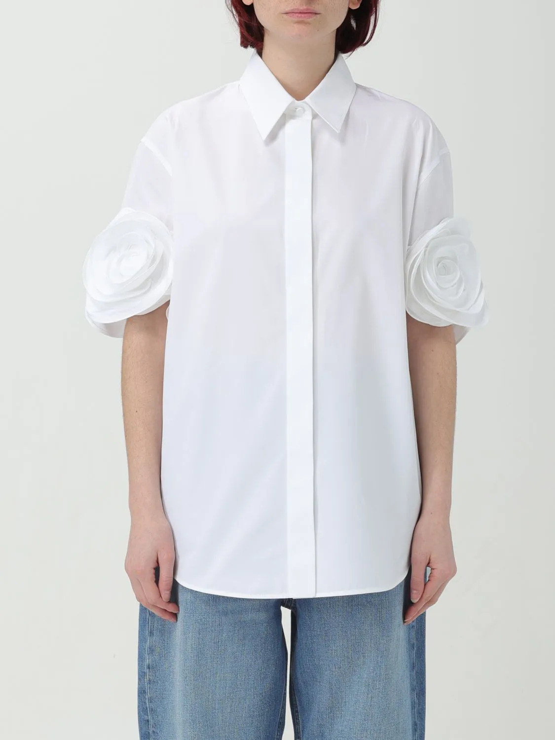 VALENTINO  |Flower Patterns Plain Cotton Short Sleeves Logo