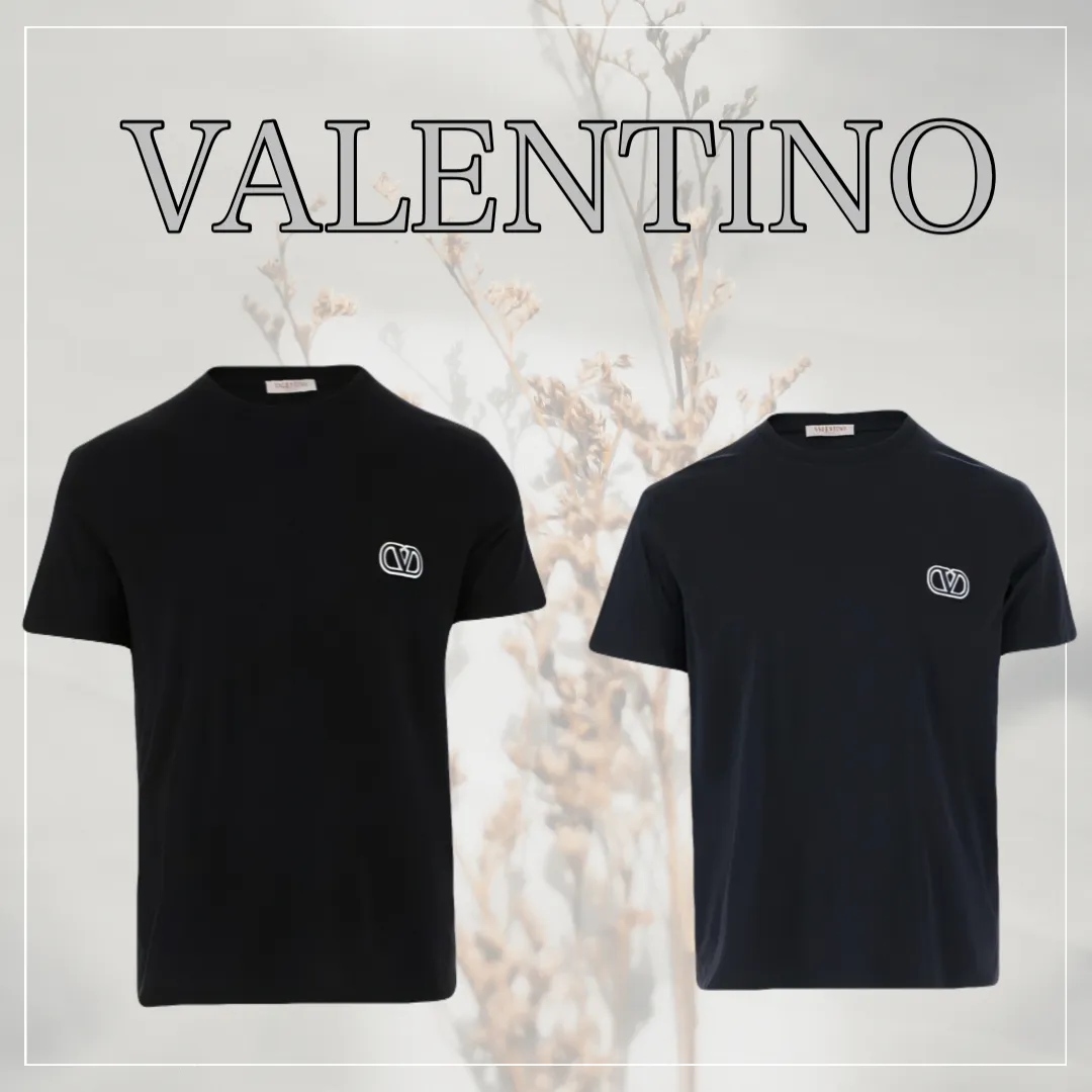 VALENTINO  |Plain Cotton Logo Luxury T-Shirts