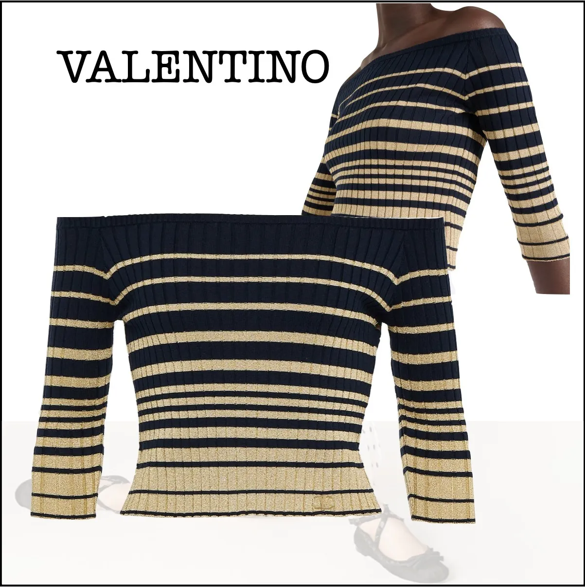 VALENTINO  |Stripes Casual Style Cropped Cotton Party Style Office Style