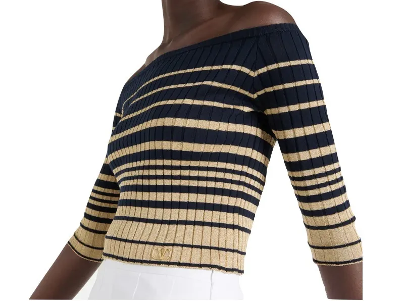 VALENTINO  |Stripes Casual Style Cropped Cotton Party Style Office Style