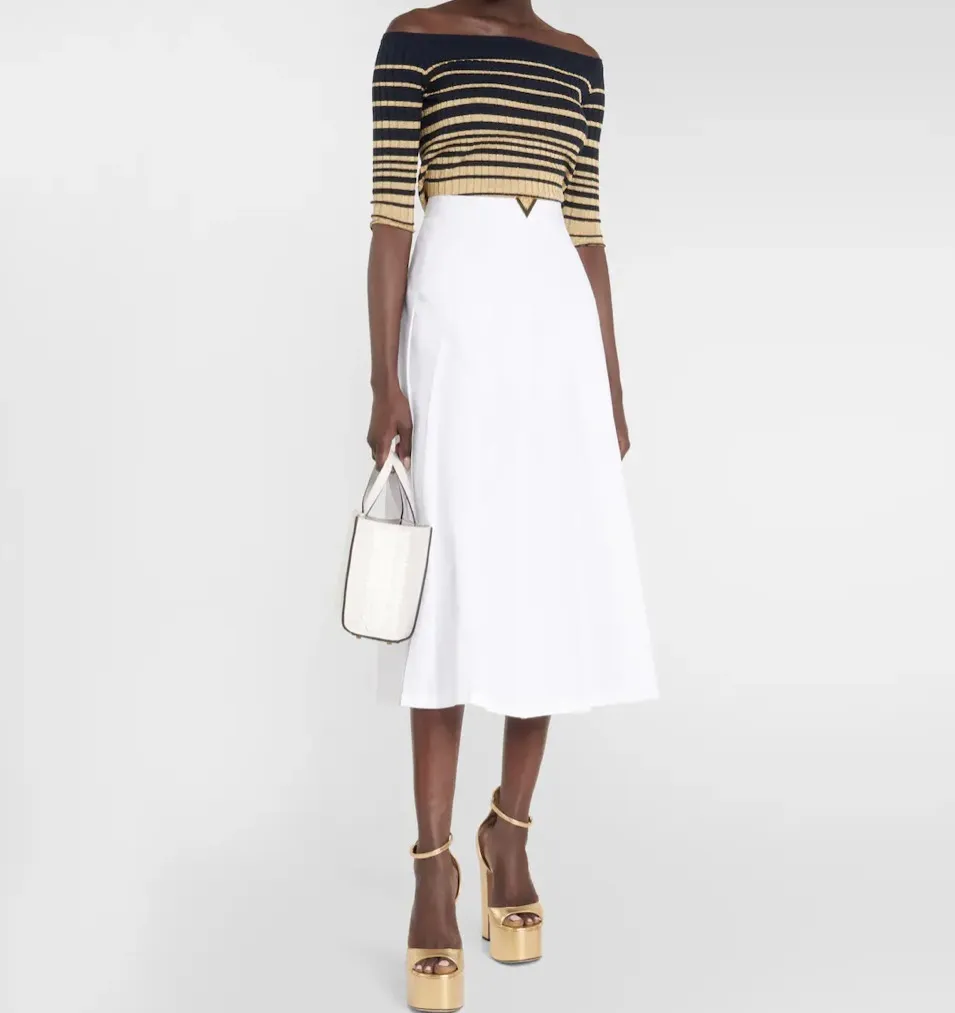 VALENTINO  |Stripes Casual Style Cropped Cotton Party Style Office Style